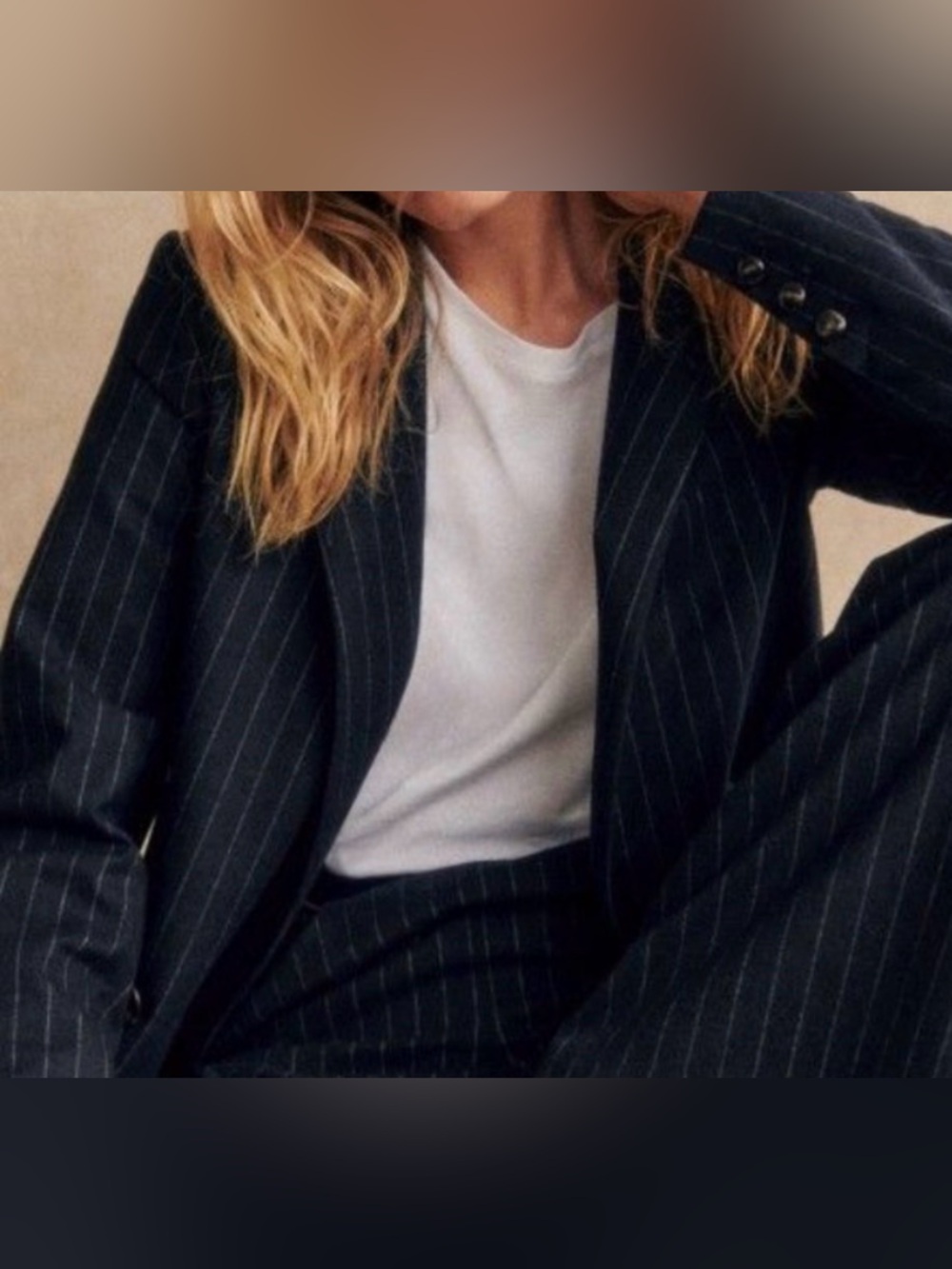 Sezane Black Pinstripe Women's Blazer